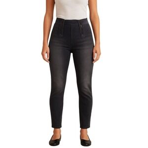 Refuge High Waist Skinny Jeans Zipper Detail‎ Black Wash Size 10 Rare to Find